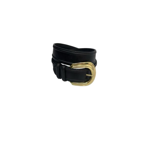 Brighton Black Leather Belt Solid Brass Buckle Size Medium Vintage 1991 main image 6